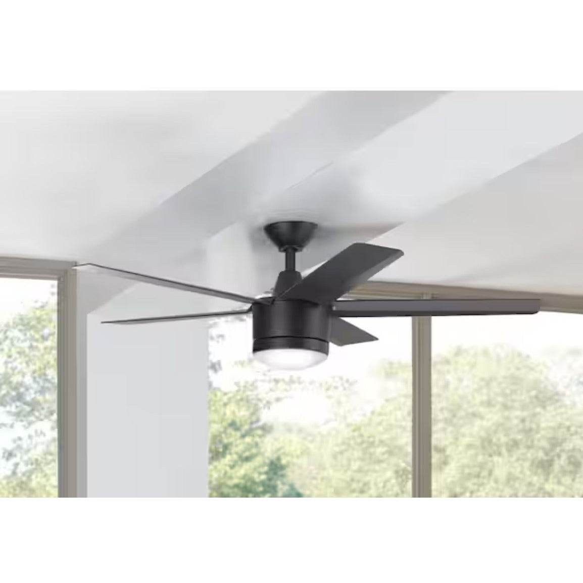 Merwry 52 in. Integrated LED Indoor Matte Black Ceiling Fan with Light Kit and Remote Control