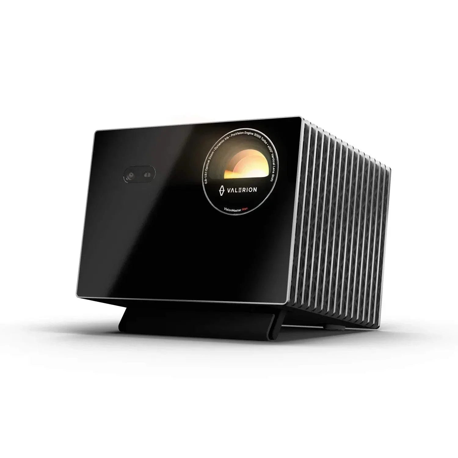 Valerion VisionMaster Max 4K RGB triple laser projector with 3500 ISO lumens, 110% Rec.2020 color gamut, 50,000:1 contrast, dynamic iris, and Google TV OS