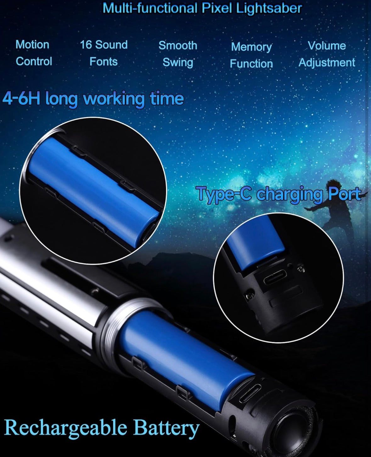 kuvpot Motion Control Lightsabers: Adult Dueling Lightsaber with 20 Colors & 16 Sound Fonts, Metal Hilt Light Sabers, Smooth Swing Saber for Cosplay & Christmas