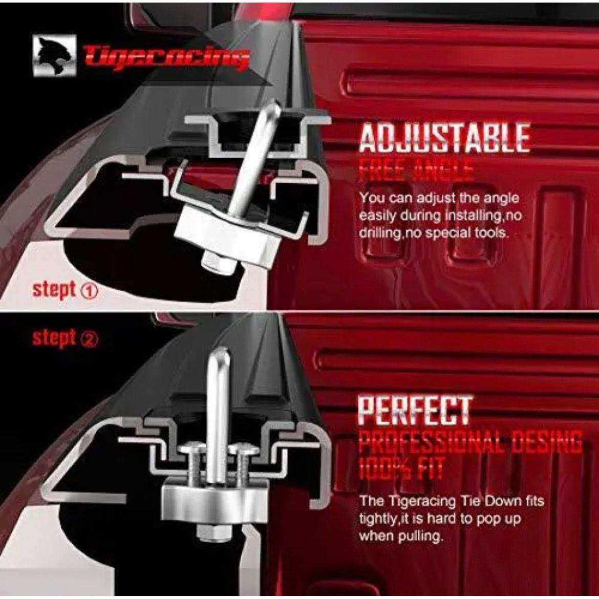 Tigeracing Tie Down Anchors Retractable Truck Bed Top Side D Ring Compatible ... - Selzalot
