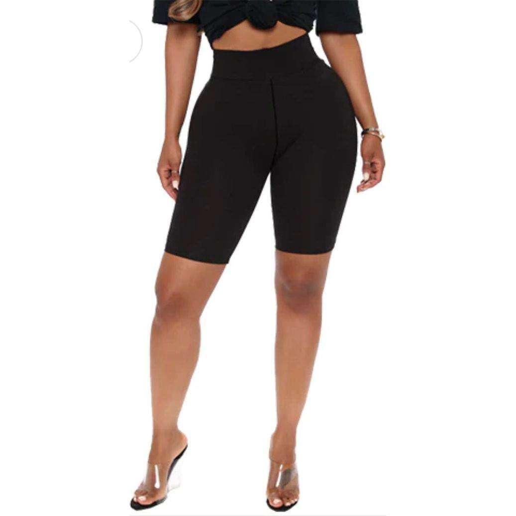 HIGH WAIST SOLID BIKER SHORTS - Selzalot