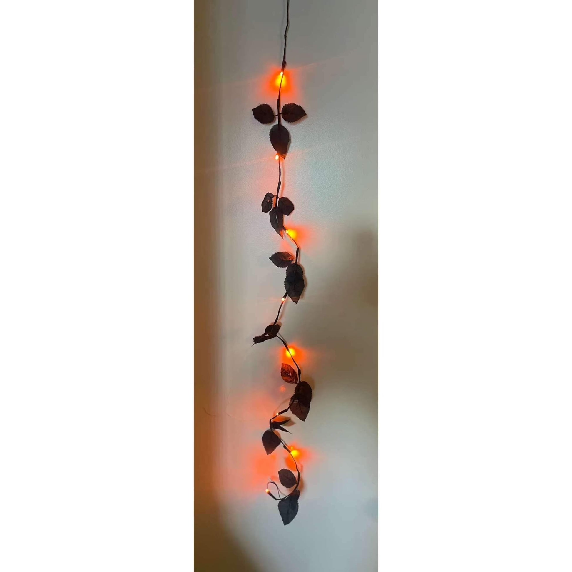Seasonal Specialties Black Leaf Led Garland Lights Halloween Orange Lights. - Selzalot