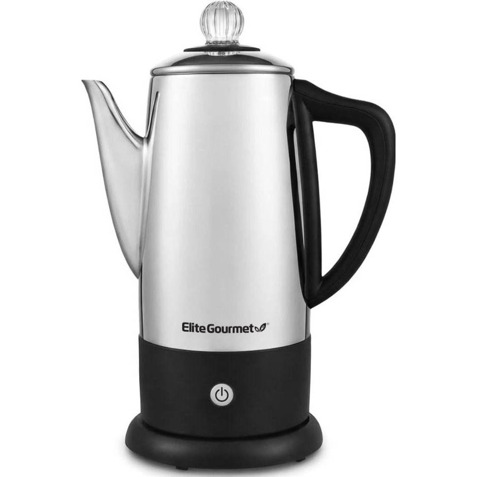 Elite Gourmet EC812 12-cup electric coffee percolator with keep warm function and clear brew progress knob