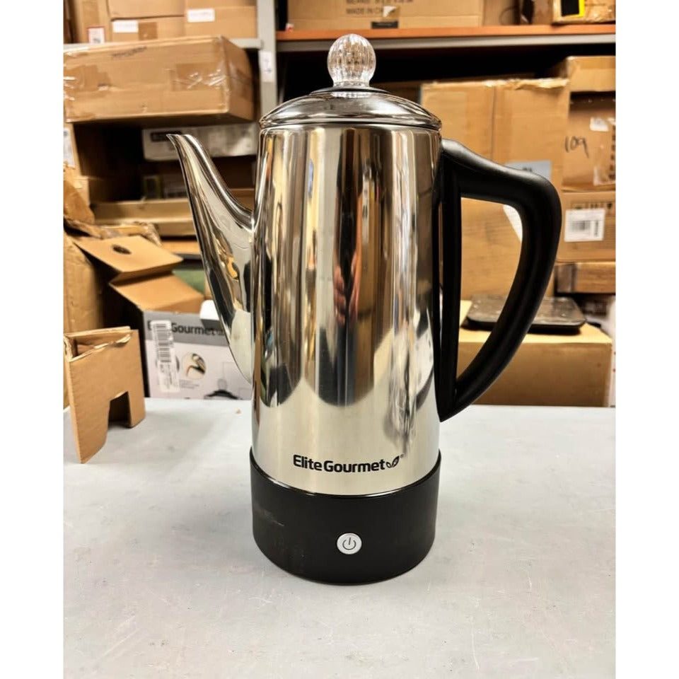Elite Gourmet EC812 Electric 12-Cup Coffee Percolator with Keep Warm, Clear Brew Progress Knob Cool-