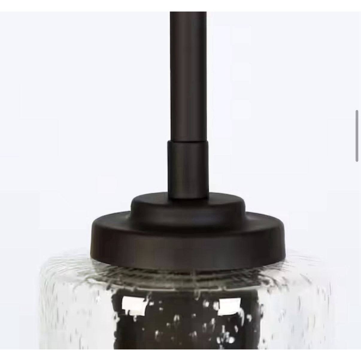 LNC Modern 1-Light Oil Rubbed Bronze Cylinder Mini Pendant Light with Seed Glass