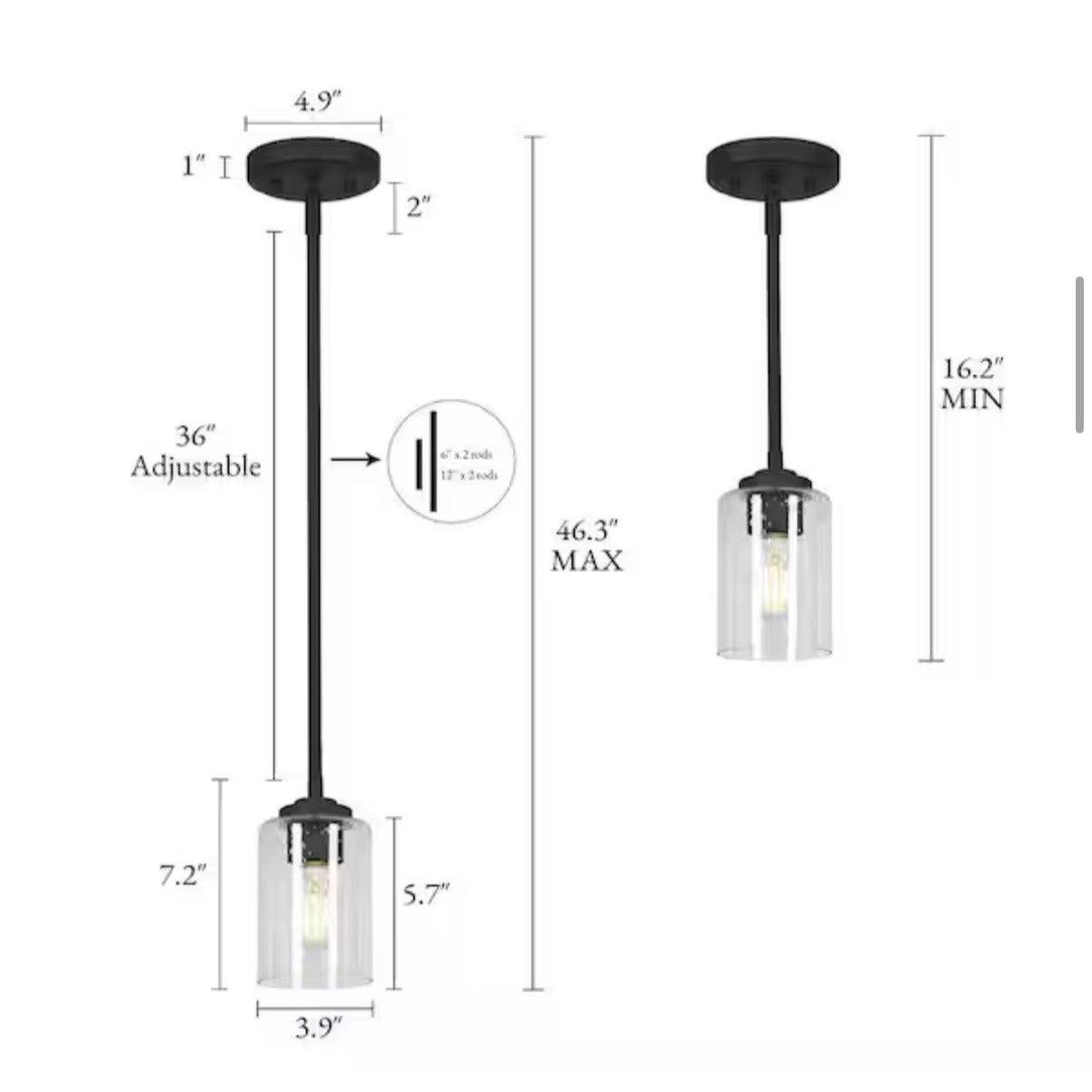LNC Modern 1-Light Oil Rubbed Bronze Cylinder Mini Pendant Light with Seed Glass