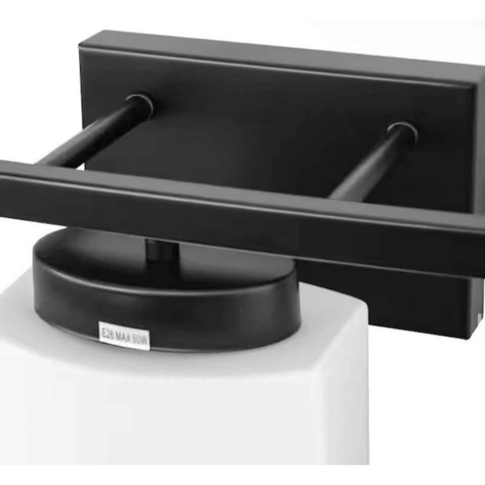 YANSUN 41 in. 5-Light Matte Black Modern Industrial Square Vanity Light