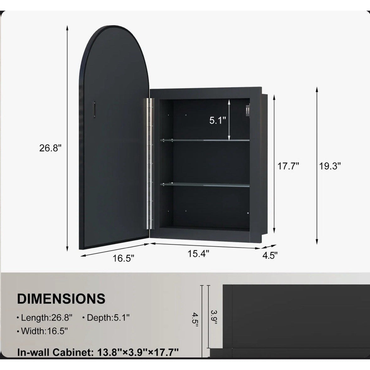 Poulton W H Frameless Medicine Cabinet Mirror 4 Adjustable