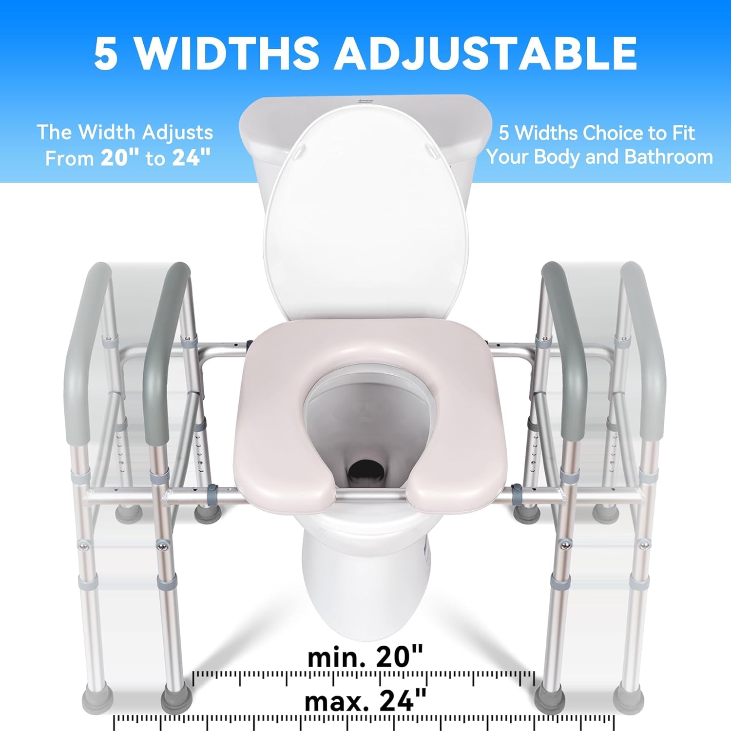 LimLuc Raised Toilet Seat with Handles, Width and Height Adjustable Raised Toilet Seat with Arms and Widen Seat, Up to 400lbs, Raised Toilet Seat for Seniors, Handicap, Pregnant, Fits Any Toilet - Selzalot
