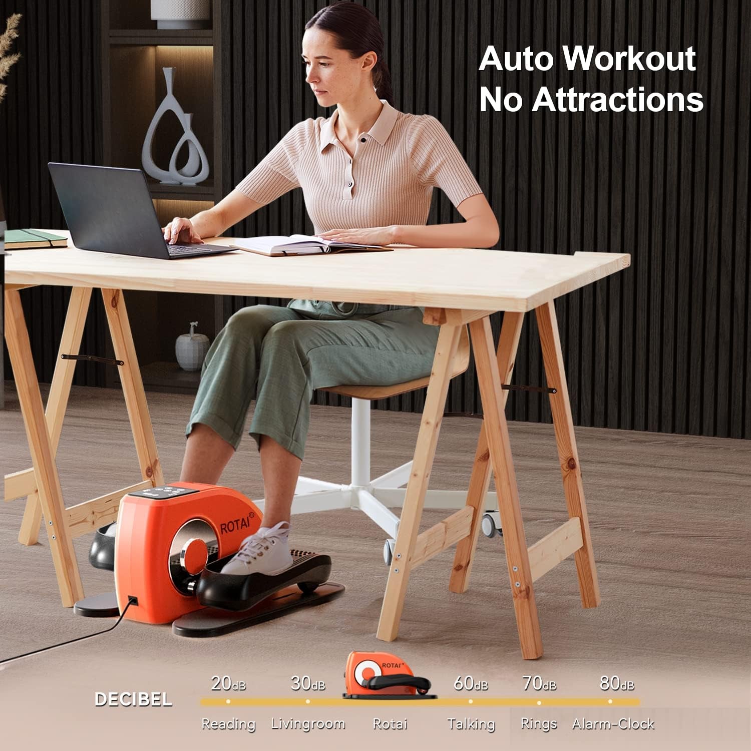 ROTAI Under Desk Elliptical Machine for Seniors Rehab Electric Seated Leg Foot Pedal Exerciser Bike, Portable Trainer for Home & Office with Remote and LCD Monitor - Selzalot