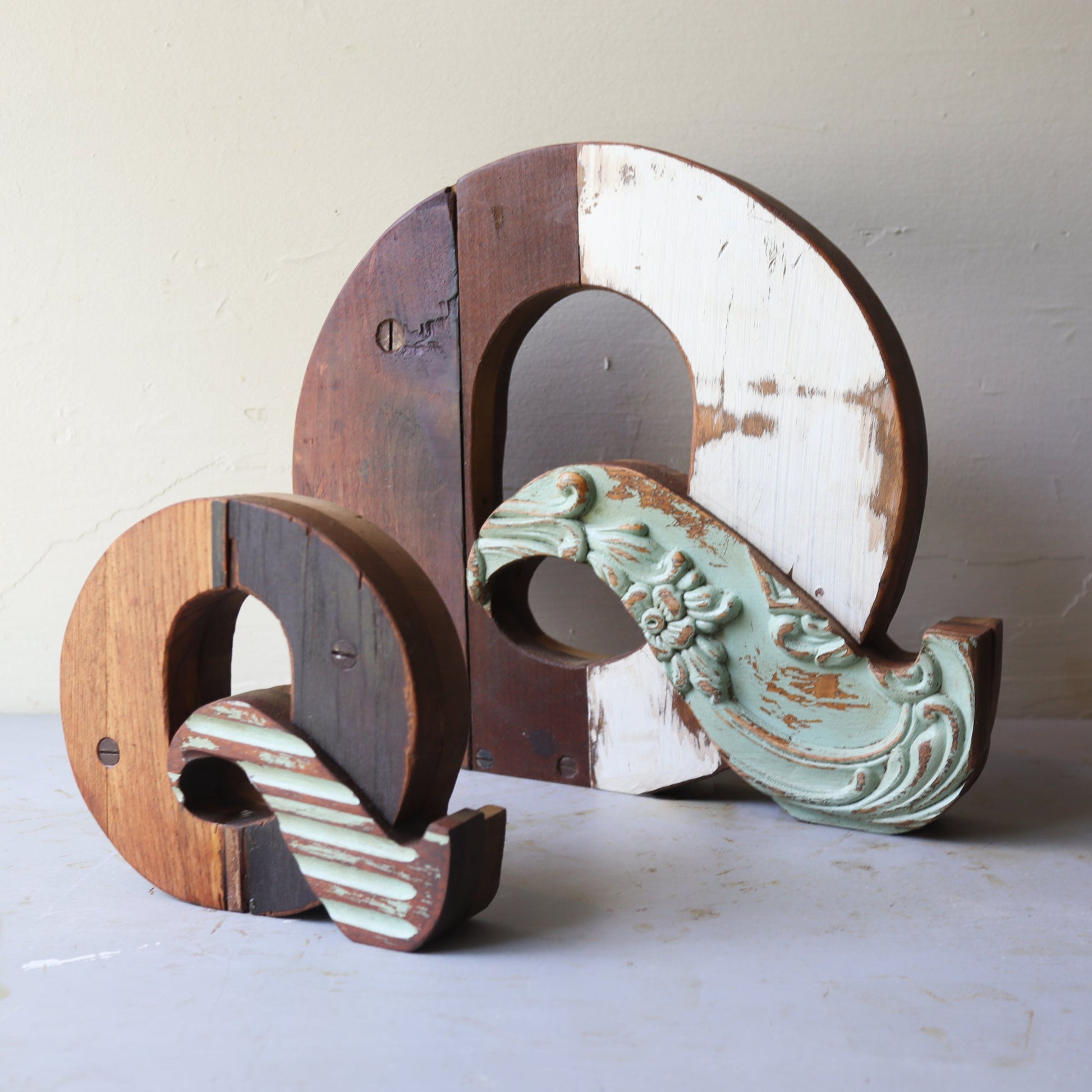 Reclaimed wooden letters made from rustic, reclaimed wood with unique character and hand-finished details.