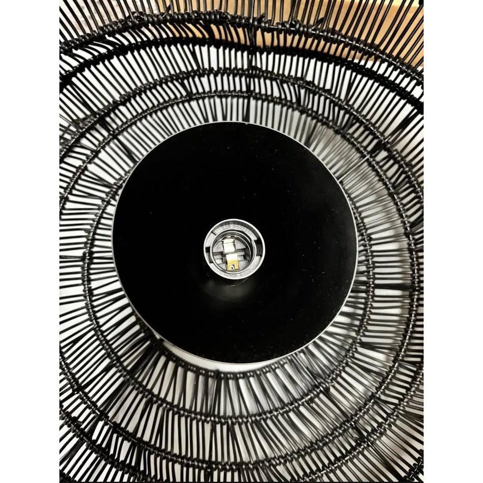 ELE Light & Decor Aaron 11 in. 1-Light Black Dimmable Outdoor Wicker Pendant Light