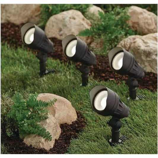 Hampton Bay 390 Lumen black integrated LED outdoor landscape flood light with adjustable color and weather-resistant construction