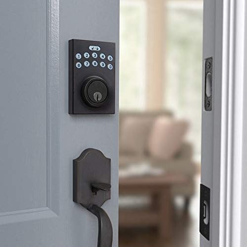 Amazon Basics Electronic Keypad Deadbolt Door Lock with Touch-Control Keyless Entry  Keyed Entry Option  Contemporary  Oil Bronze  1-Pack