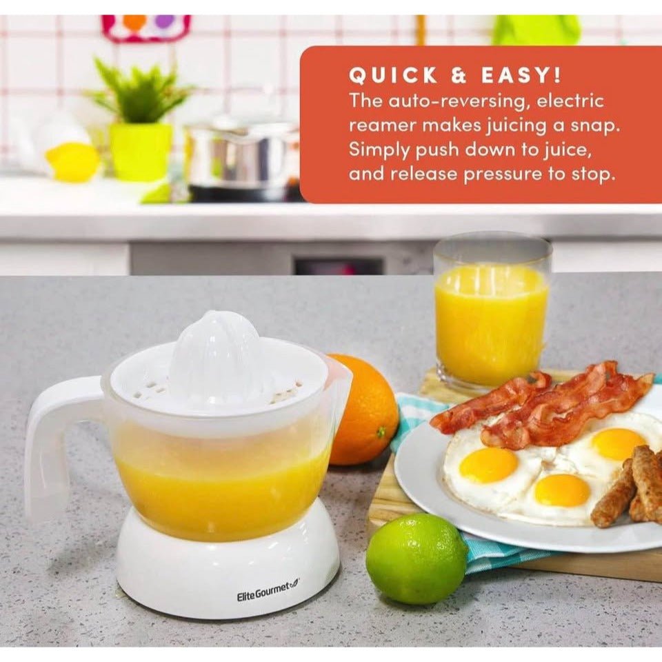 Elite Gourmet ETS-411 BPA-Free 30-Watt Electric Citrus Juicer Extractor: Compact Large Volume Pulp C