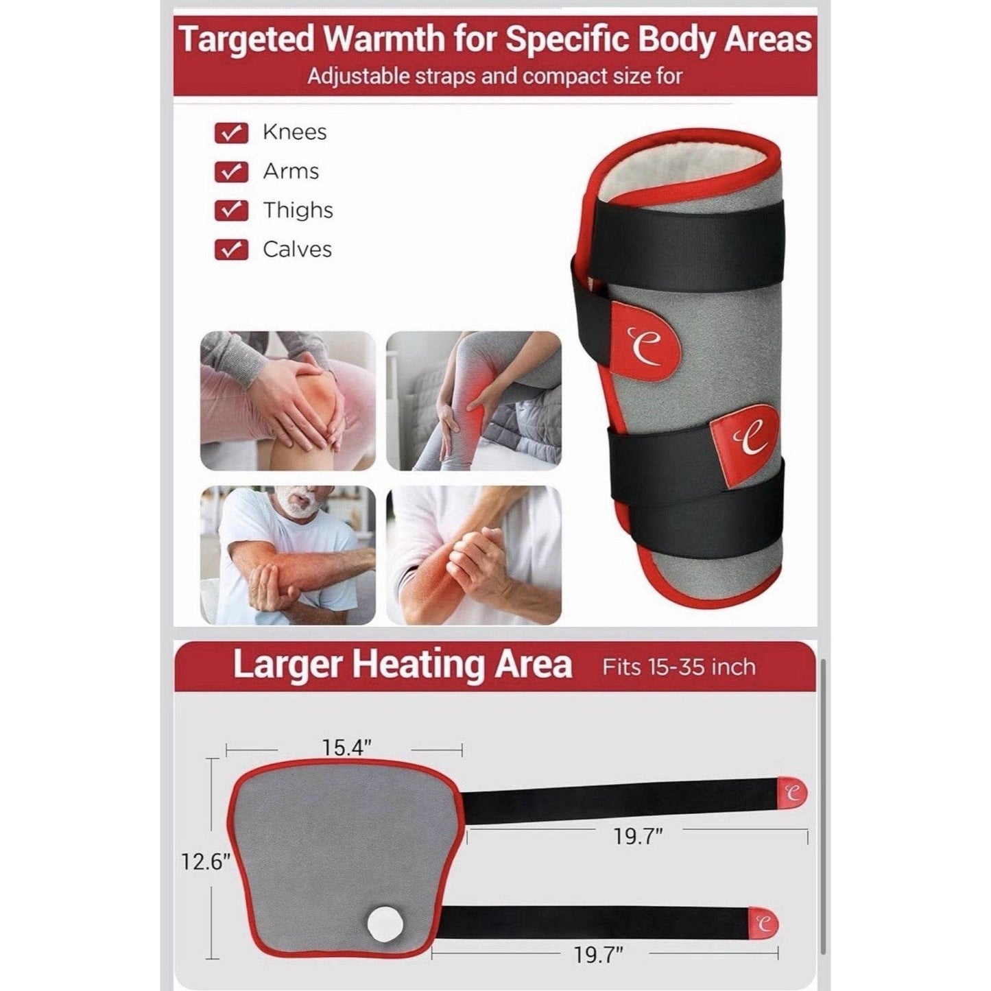 Leg Heating Pad Wearable Heat Pad  for Leg and Calf Electric Heat Wrap SMALL