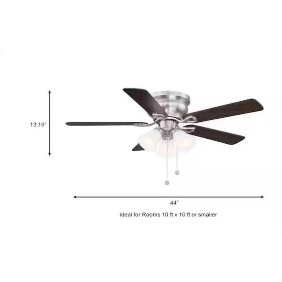 HAMPTON BAY Clarkston II 44 in. LED Indoor Brushed Nickel Ceiling Fan with Light Kit