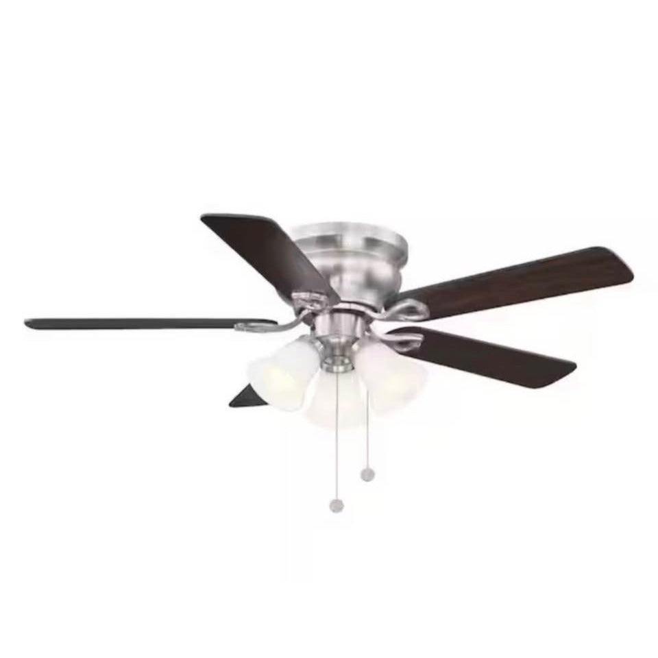 HAMPTON BAY Clarkston II 44 in. LED Indoor Brushed Nickel Ceiling Fan with Light Kit
