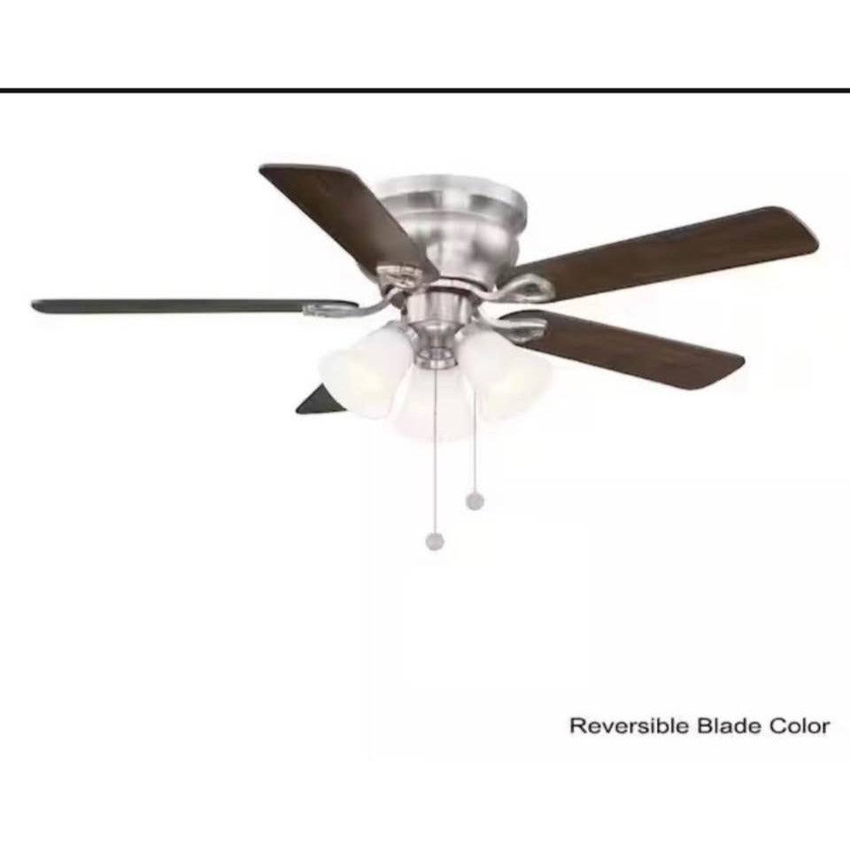 HAMPTON BAY Clarkston II 44 in. LED Indoor Brushed Nickel Ceiling Fan with Light Kit