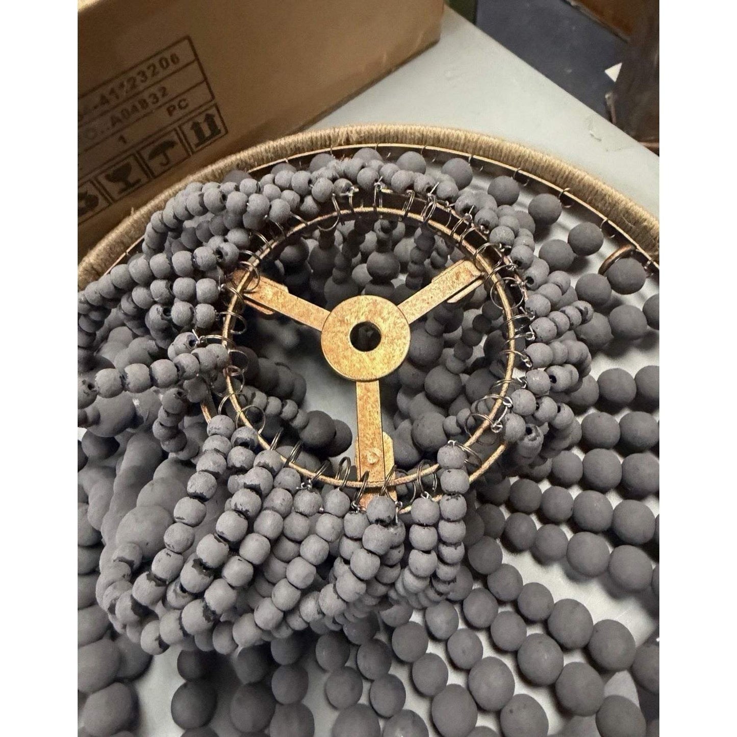 Uolfin Modern Farmhouse Empire Drum Beaded Chandelier Light 3-Light Gold
