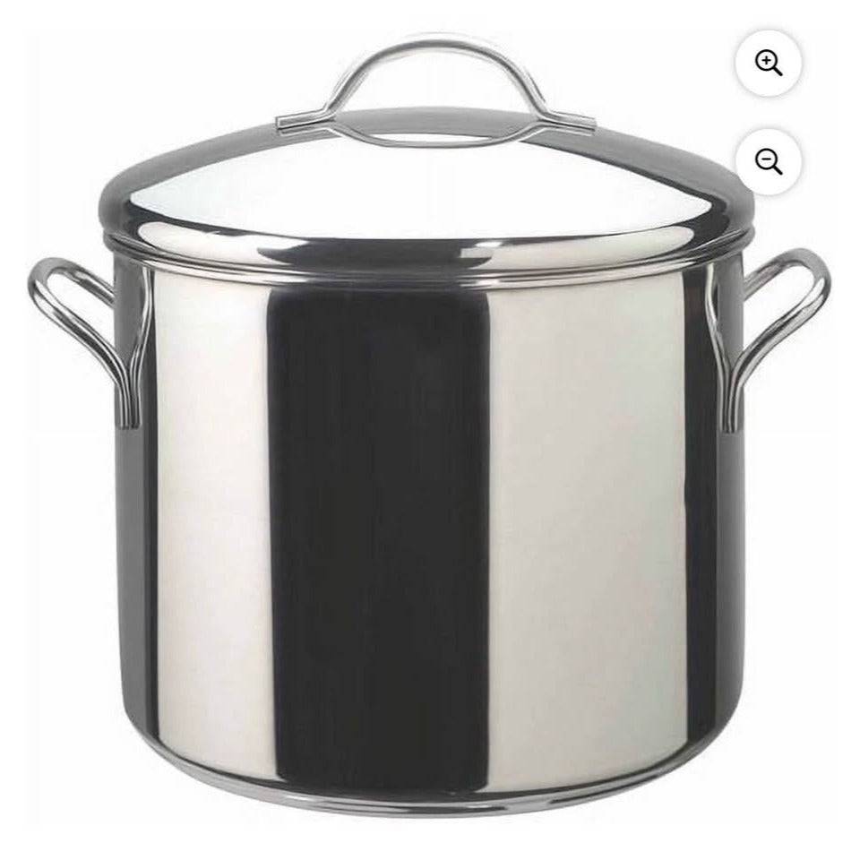 Used Farberware Classic Series 12-quart stainless steel stockpot with lid and induction compatible base