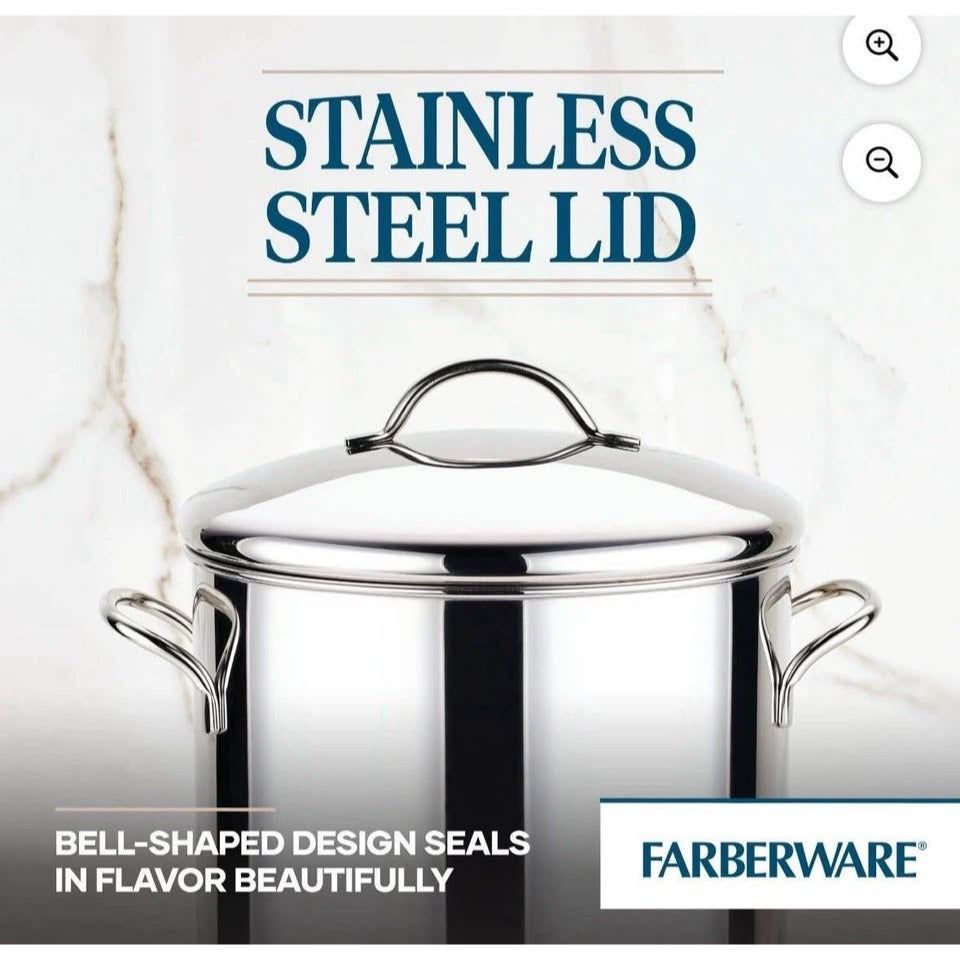 USED Farberware Classic Series 12 Quart Large Stainless Steel Stockpot with Lid, Induction Compatibl