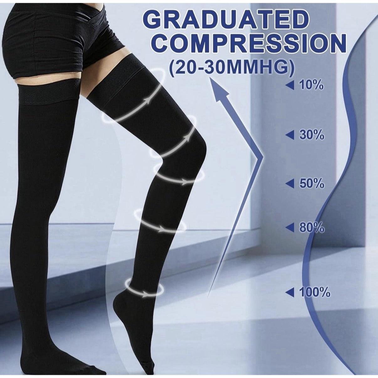 Beister 20-30 MmHg Compression Socks Size Large Thigh High Closed Toe Stockings