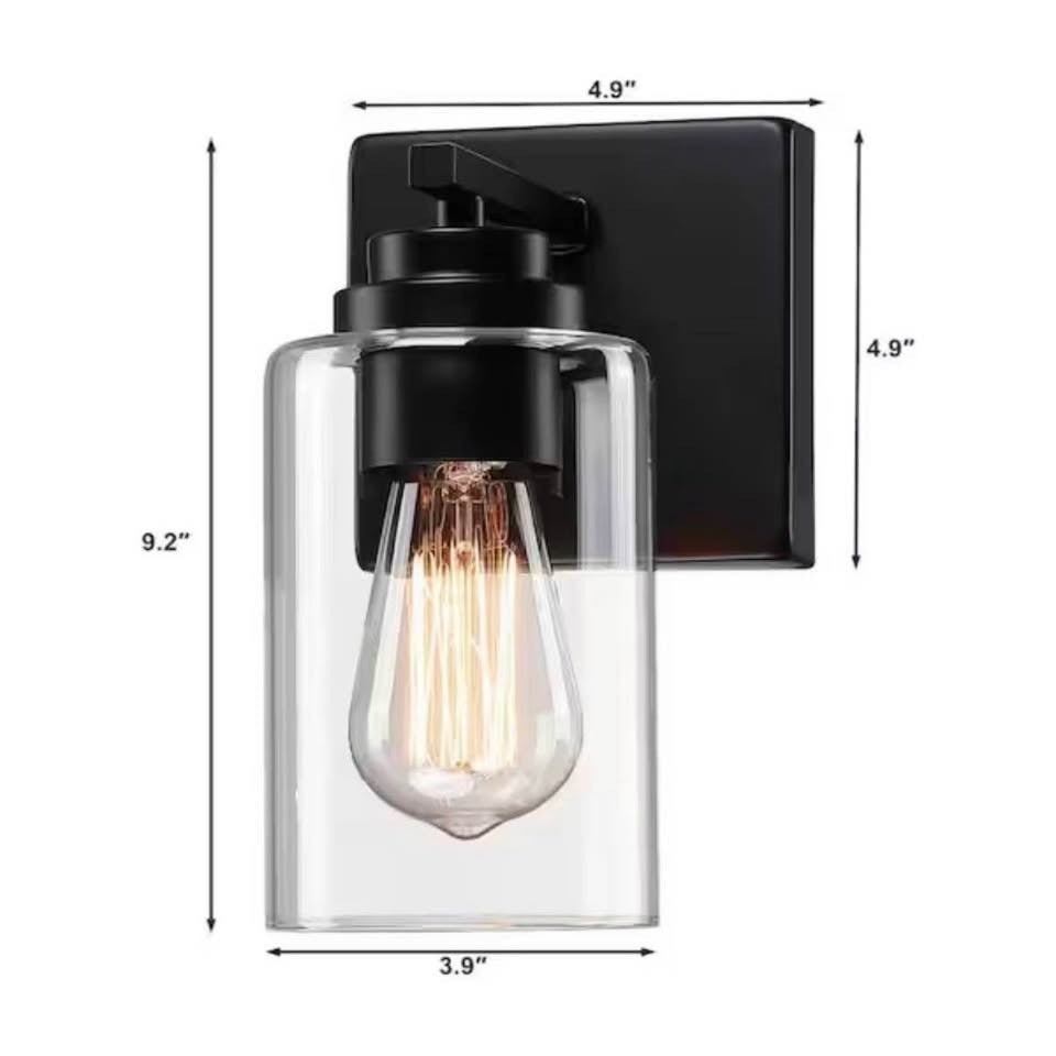 Pia Ricco 4.8 in. 1-Light Black Wall Lighting Sconces With Switch for Bedroom Bathroom(Set of Two)