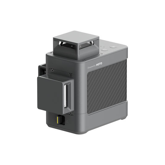 Compact gray Laser Level 3*360 with auto-leveling, 360-degree laser projection on three axes, and a durable dust and splash-resistant design.