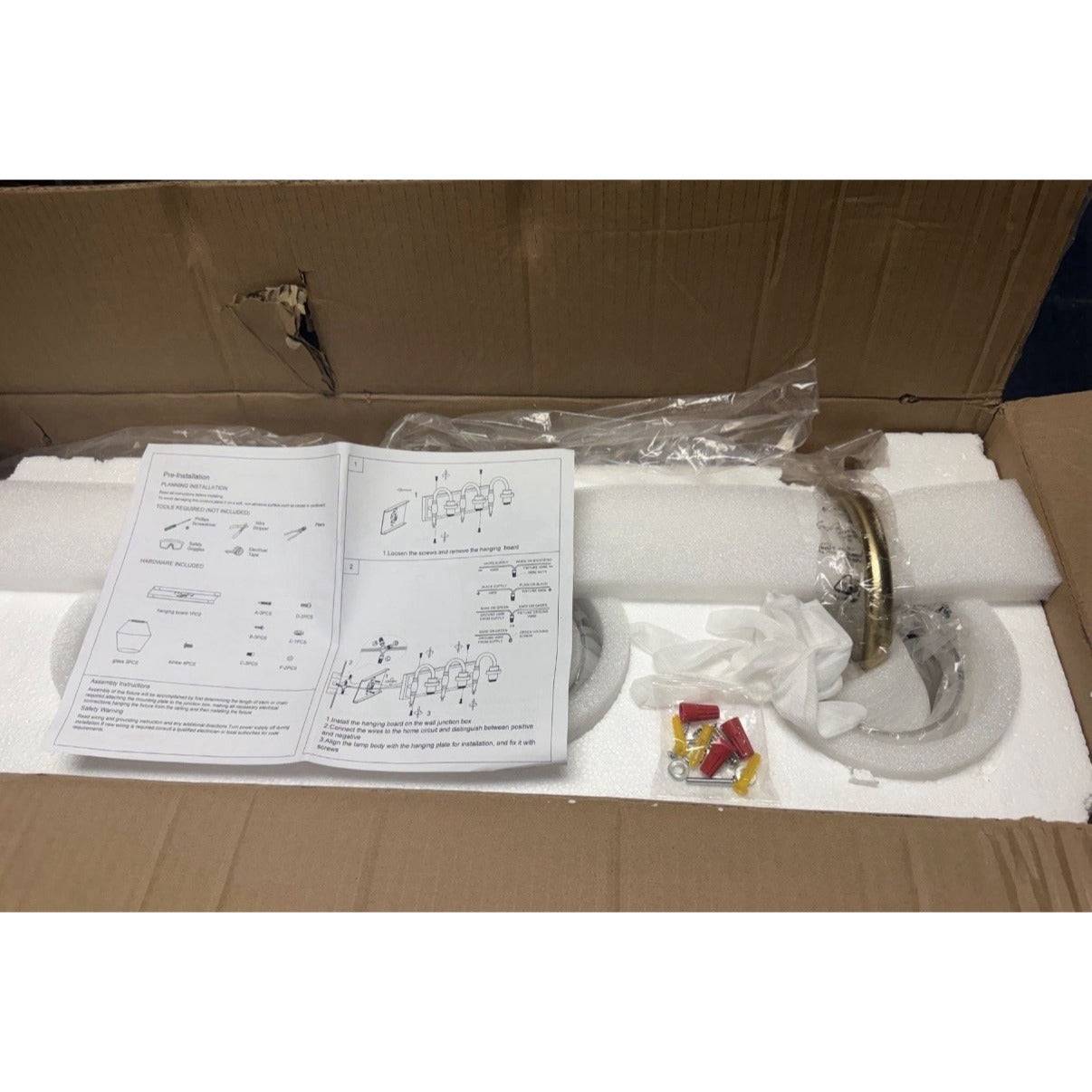 JAZAVA 31.9 in. 4 Light Brushed Gold Vanity Light with Clear Glass Shade, Model