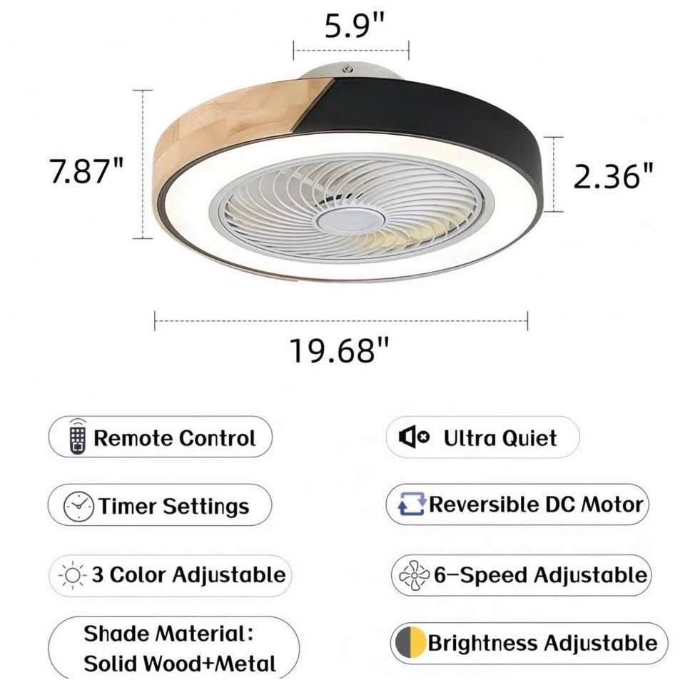 USED "Orren Ellis Blodgett 19.75”- Blade LED Smart Bladeless Ceiling Fan with Remote Control and Lig