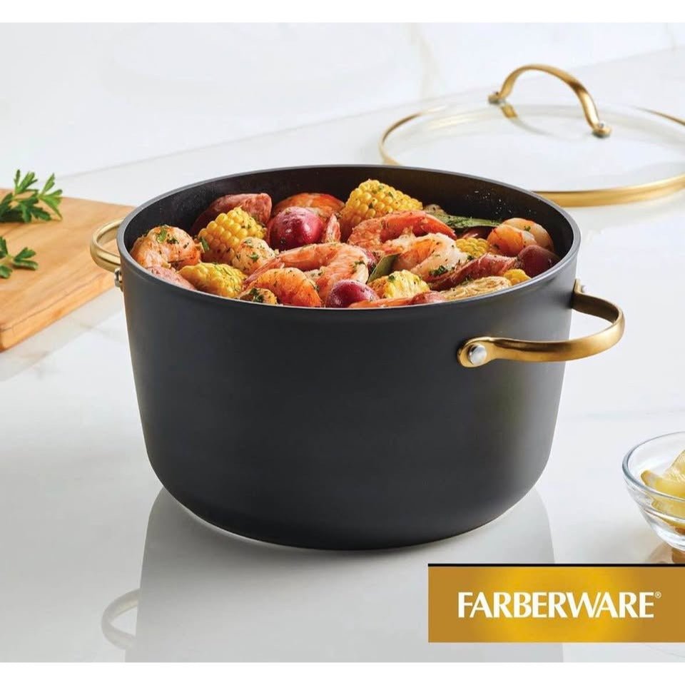 Farberware Forged Induction Ceramic Nonstick Cookware Stockpot with Lid, Dishwasher Safe, Suitable f