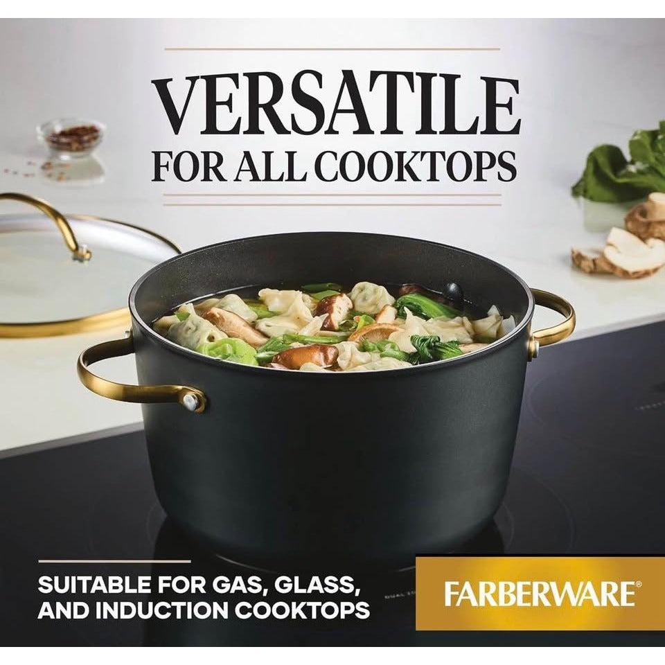 Farberware Forged Induction Ceramic Nonstick Cookware Stockpot with Lid, Dishwasher Safe, Suitable f