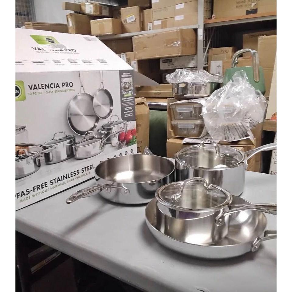 Valencia Pro Stainless Steel Uncoated 10-piece cookware set READ DESCRIPTION!!!