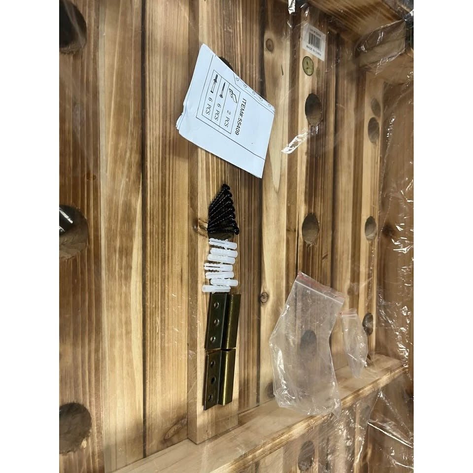 Brown Wood Tall 40 Hole Wall Wine Rack, 21" x 4" x 57"ByWade Logan