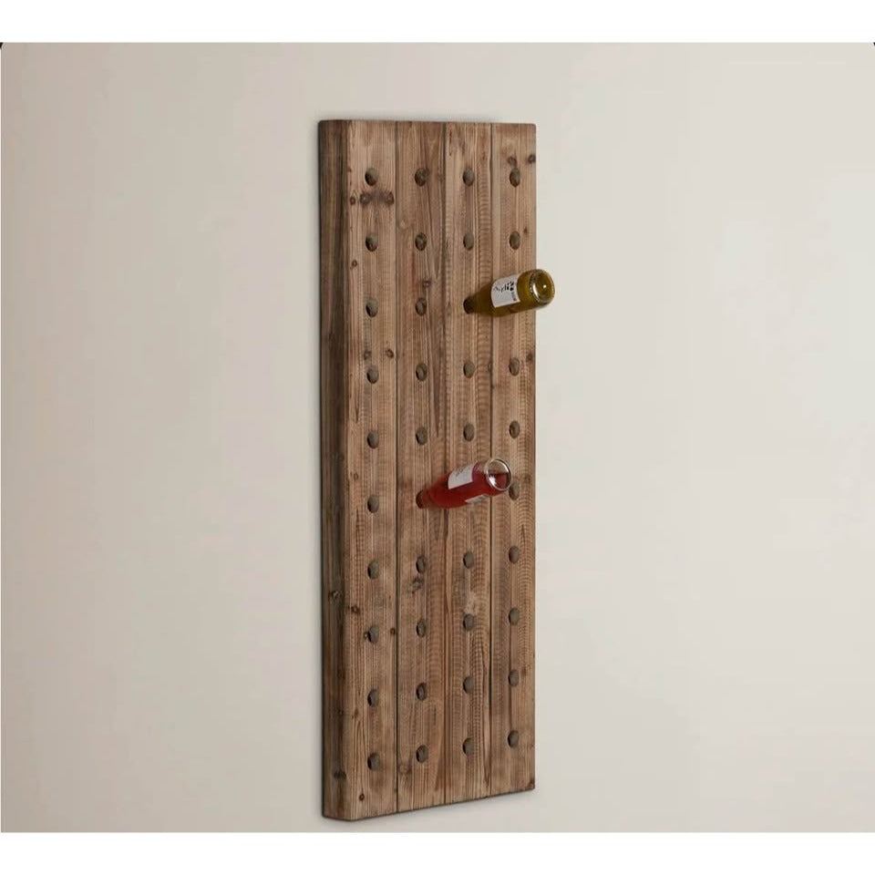 Brown Wood Tall 40 Hole Wall Wine Rack, 21" x 4" x 57"ByWade Logan
