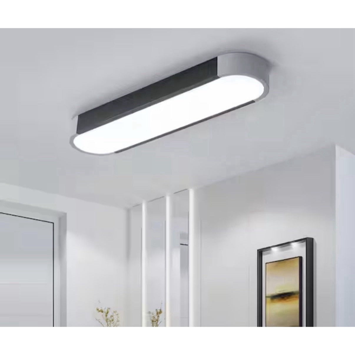 Genoci 19.7 in. black rectangle integrated LED flush mount ceiling light with 6500K daylight white light and sleek metal finish