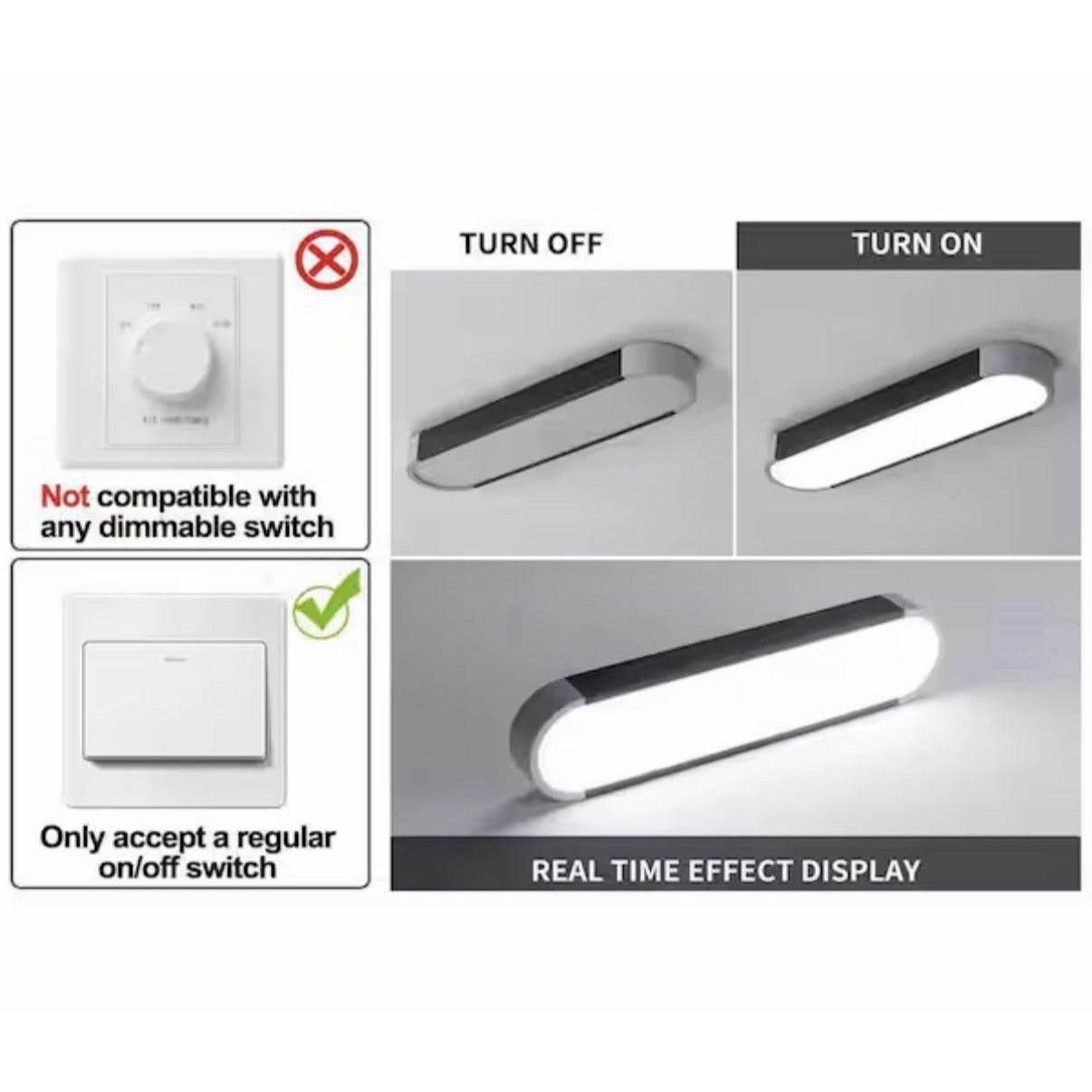 Genoci 19.7 in. 39 Watt Modern Simple Black Rectangle Integrated LED