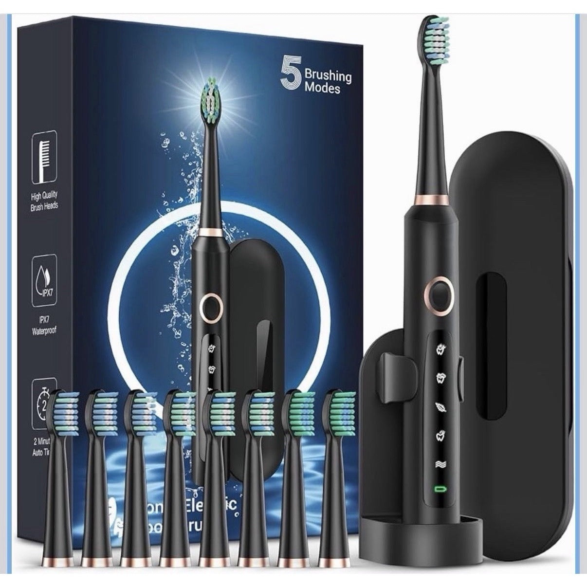 Sonic electric toothbrush for adults rechargeable blue bristles