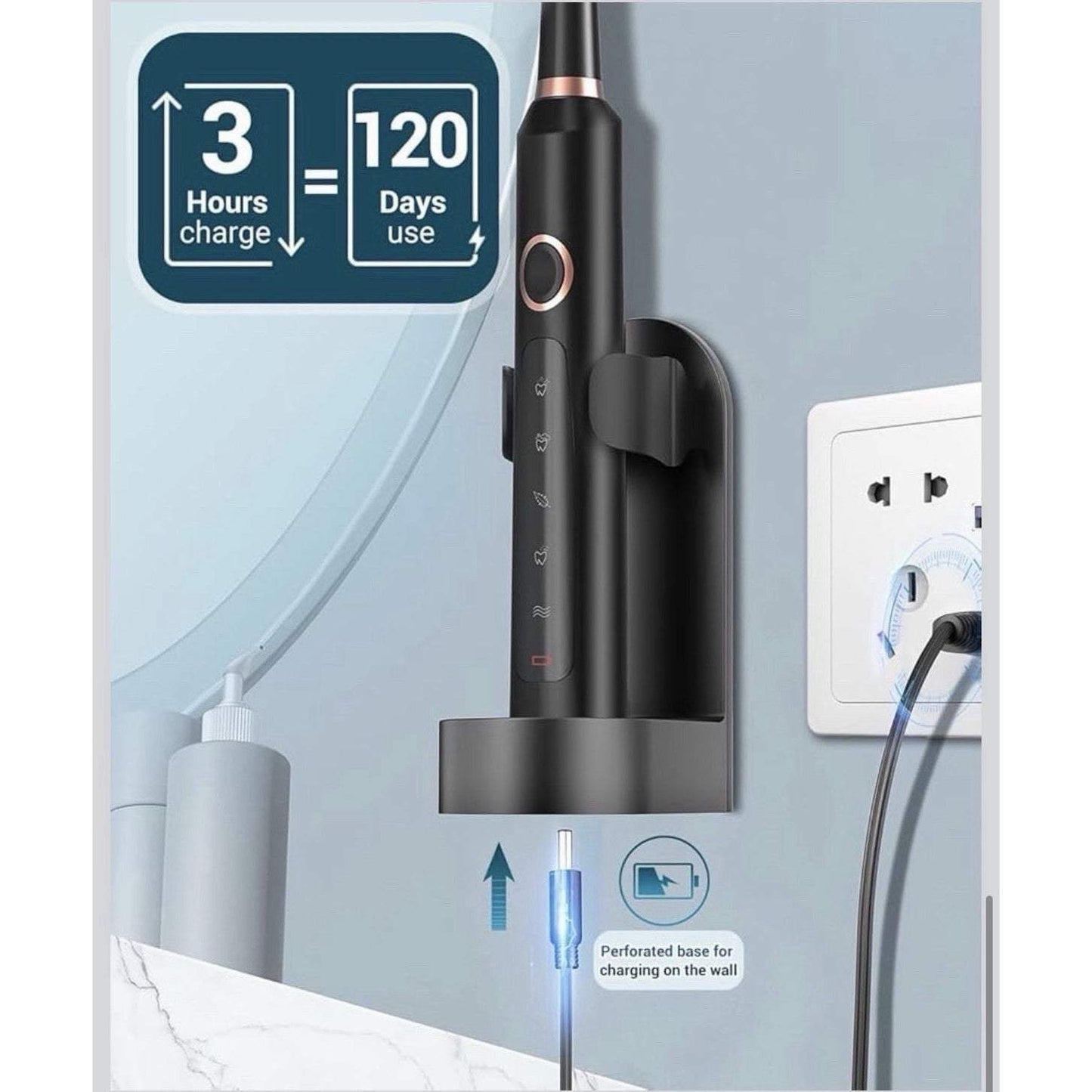 Sonic Electric Toothbrush for Adults - Rechargeable Electric Toothbrush with ...