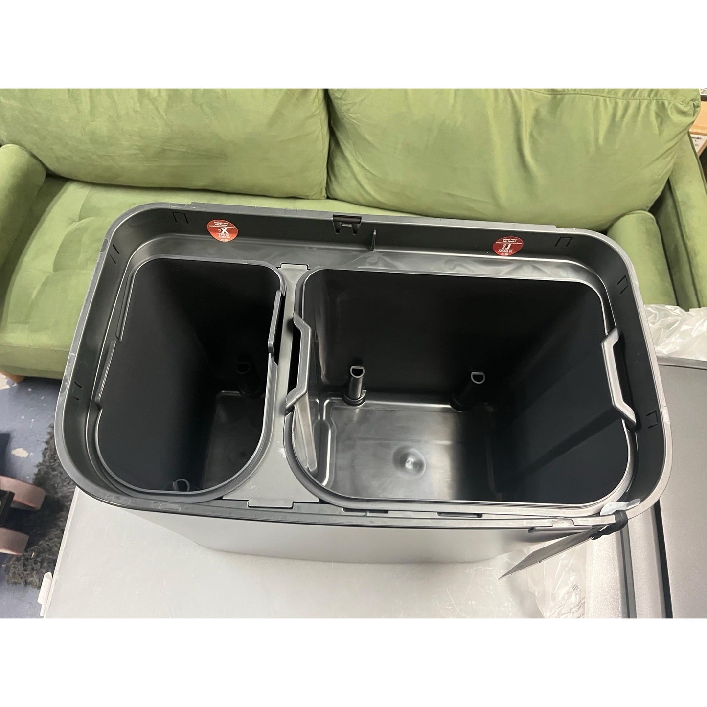 Brabantia Bo Touch Top Dual Trash Can 3 + 6 Gal Black Open Box