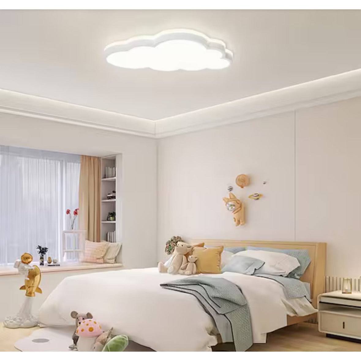 HUOKU Lumin 20-inch white LED flush mount ceiling light with selectable color temperature and cloud design for nursery and kitchen lighting