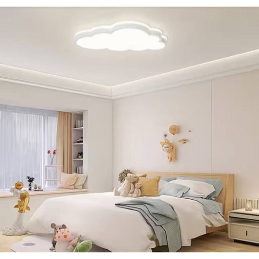 HUOKU Lumin 20-inch white LED flush mount ceiling light with selectable color temperature and cloud design for nursery and kitchen lighting
