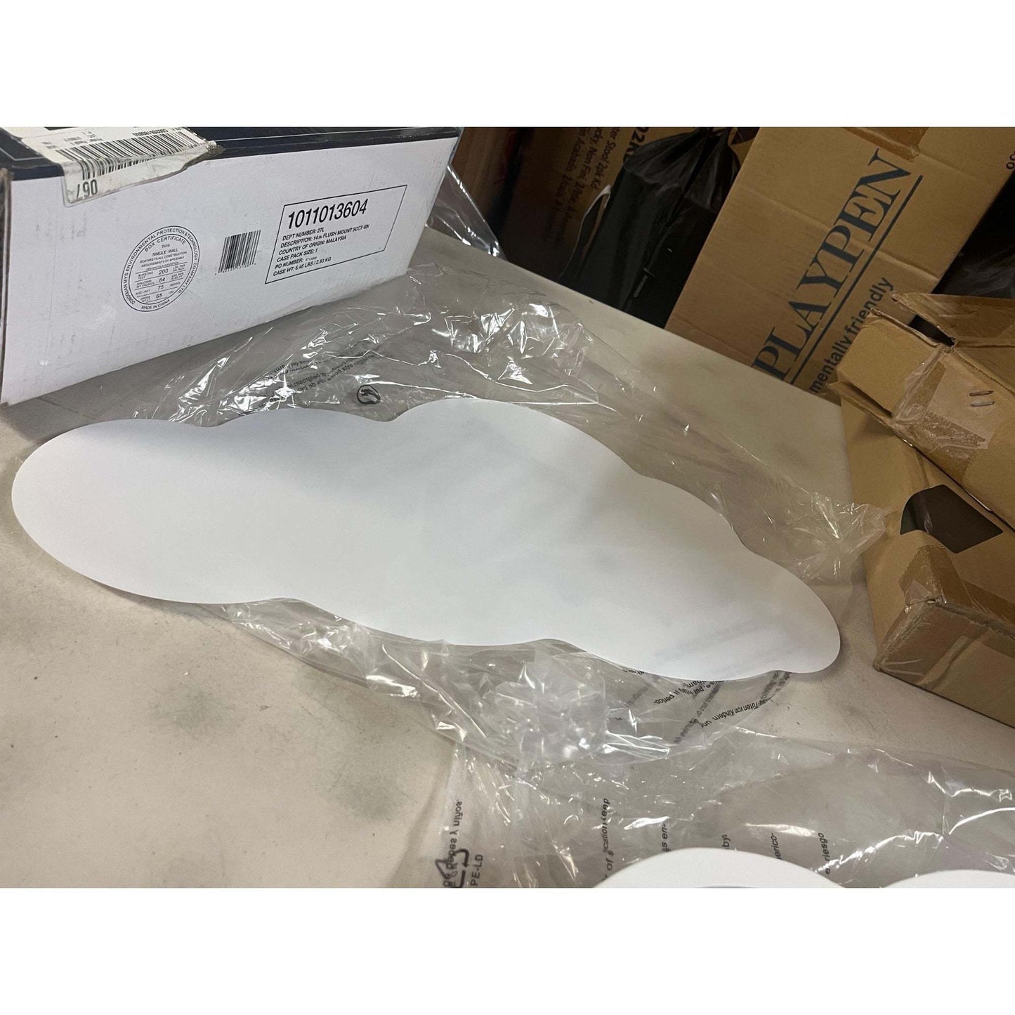 HUOKU Lumin 20 in. White Integrated LED Flush Mount Selectable CCT Cloud Ceiling Light Main Lighting for Nursery Kitchen