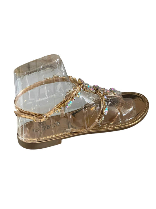 Rose gold sandals with gemstone embellishments, SB UP LS-01 stylish footwear.