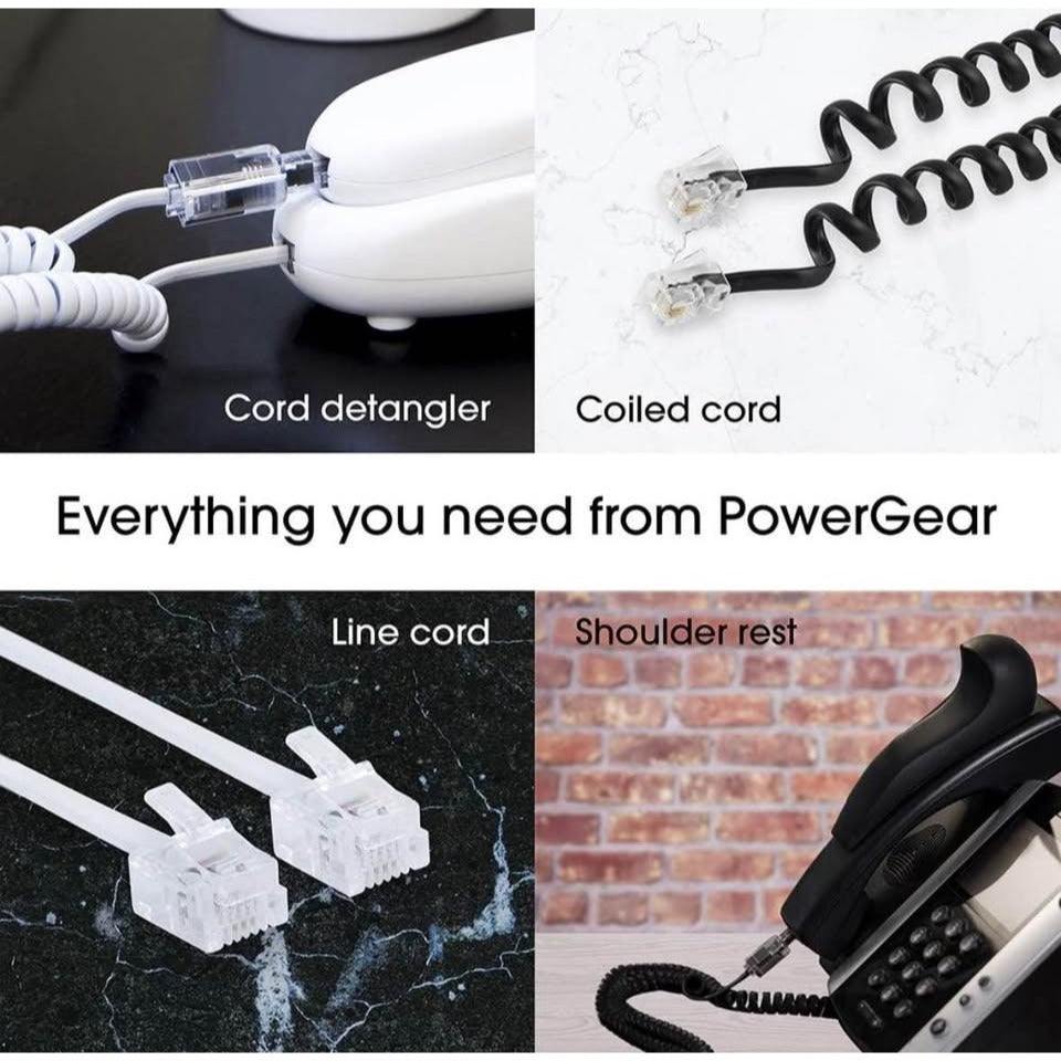 Power Gear Telephone Line Cord, 100 Feet, Phone Cord, Modular Jack Ends, Works for Phone, Modem or F