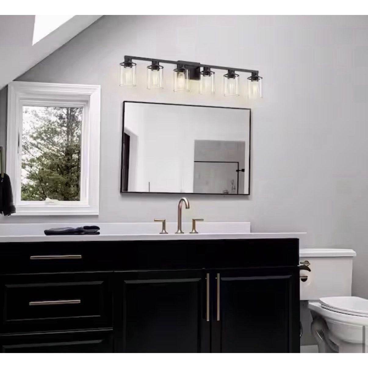 YANSUN 40 in. 5-Light Black Bathroom Vanity Light, Modern Bathroom Light Fixture