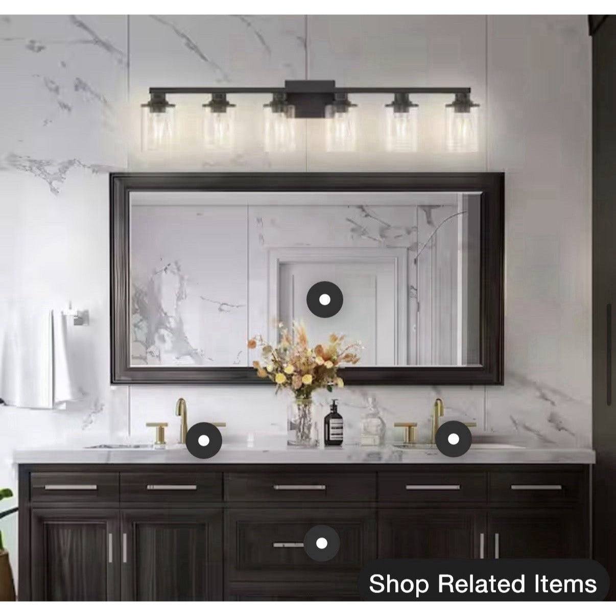 YANSUN 40 in. 5-Light Black Bathroom Vanity Light, Modern Bathroom Light Fixture