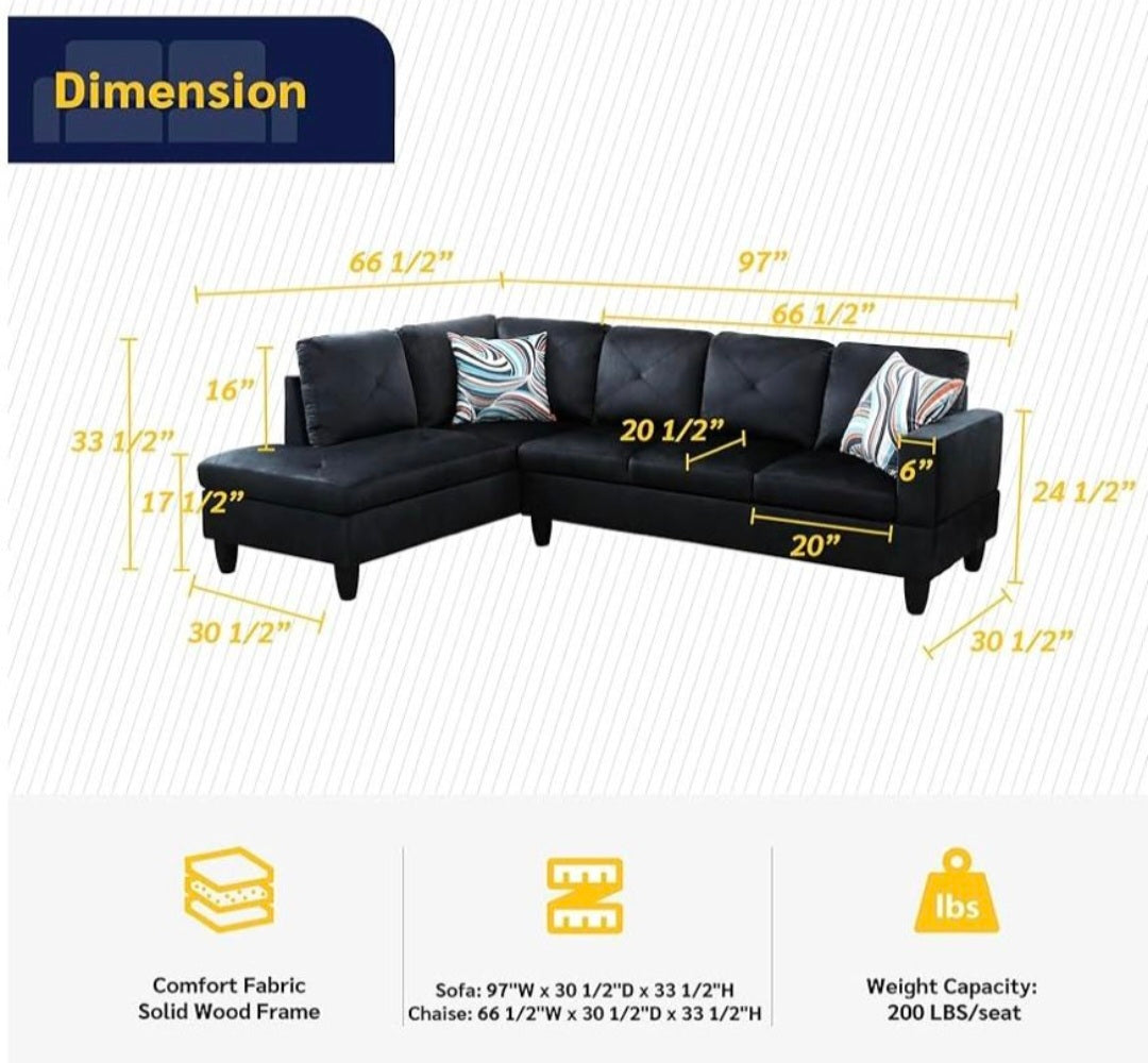 NEW ASSEMBLED FUOROLA 2 Piece Left Facing Sectional Sofa