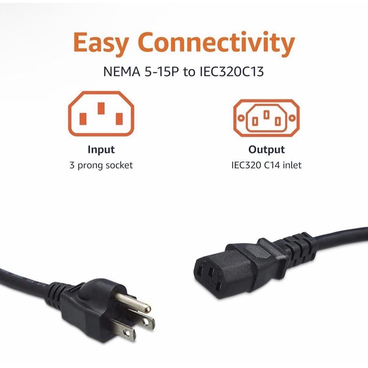 25FT Amazon Basics 3 Prong AC Power Cord Cable